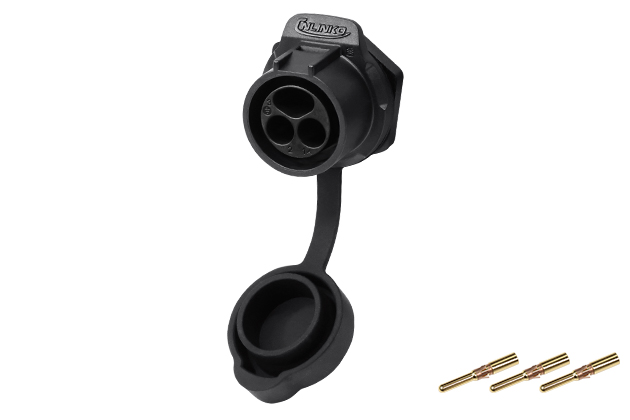 LP20型3芯单孔直式公插座塑胶款压接式