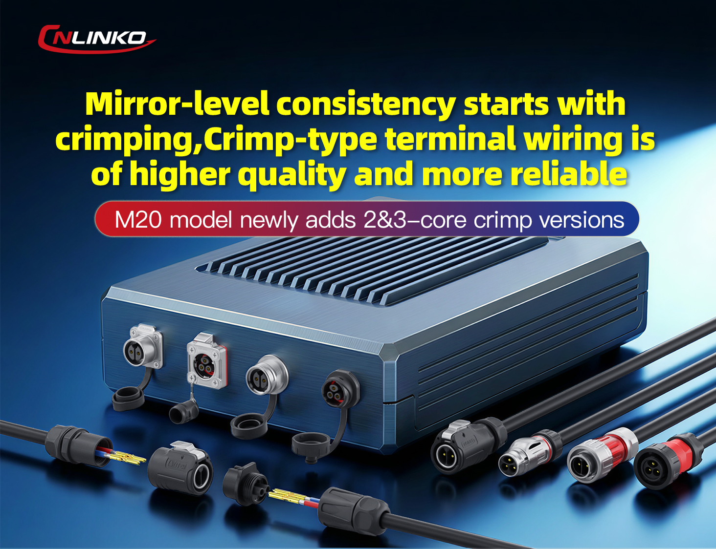 CNLINKO M20 Series 2 & 3-Pin Crimp-Style Industrial Connectors Now Available