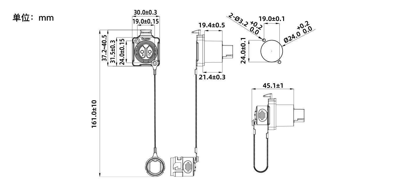 BD-24 2Pin Split Type Connectors Size File Download